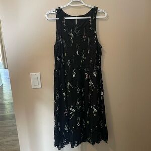 Reitmans Black floral, button up dress
